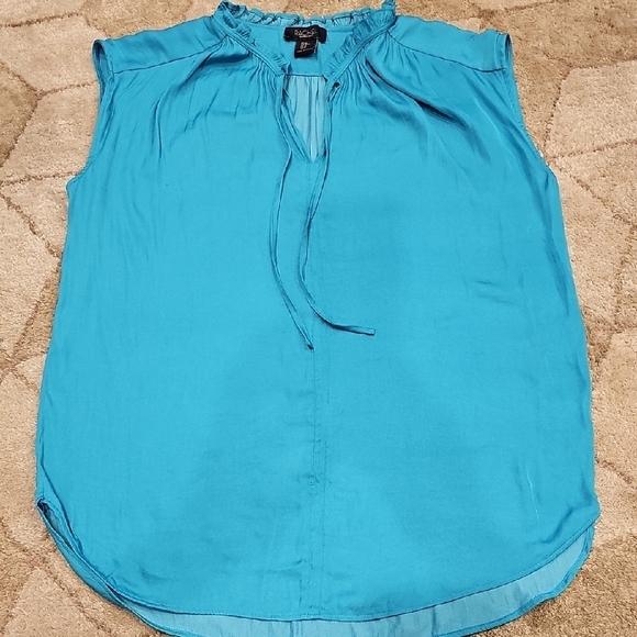 RACHEL Rachel Roy Blue Sleeveless Tie Front Blouse - Picture 1 of 1